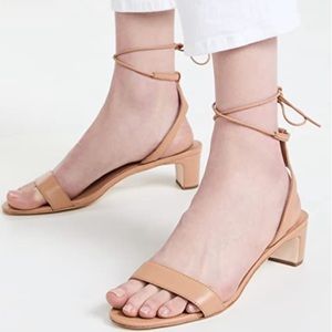 Loeffler Randall mid heel ankle wrap sandals